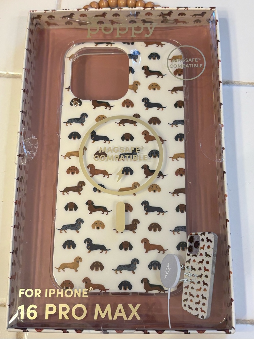 XO Poppy Dachshund iPhone 16 Pro Max Viral Phone Case. New In Box
